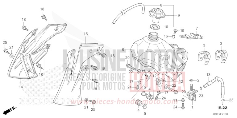 KRAFTSTOFFTANK von CRF150R "Big Wheels" EXTREME RED (R292) von 2022